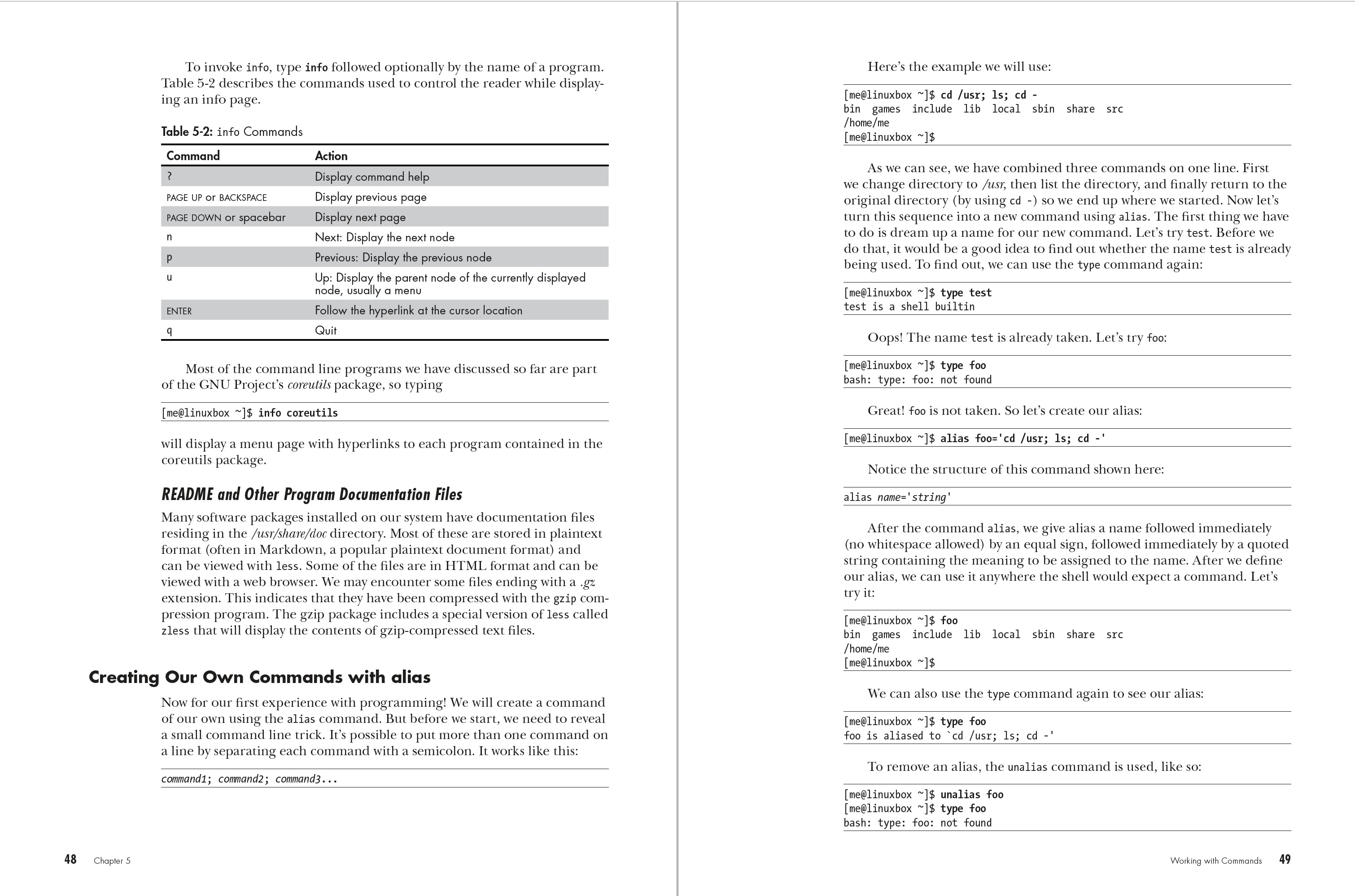 The Linux Command Line, 3rd Edition pages 48-49