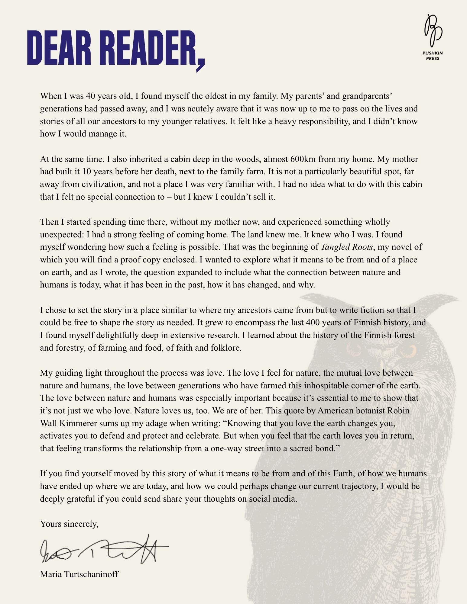 Dear reader letter