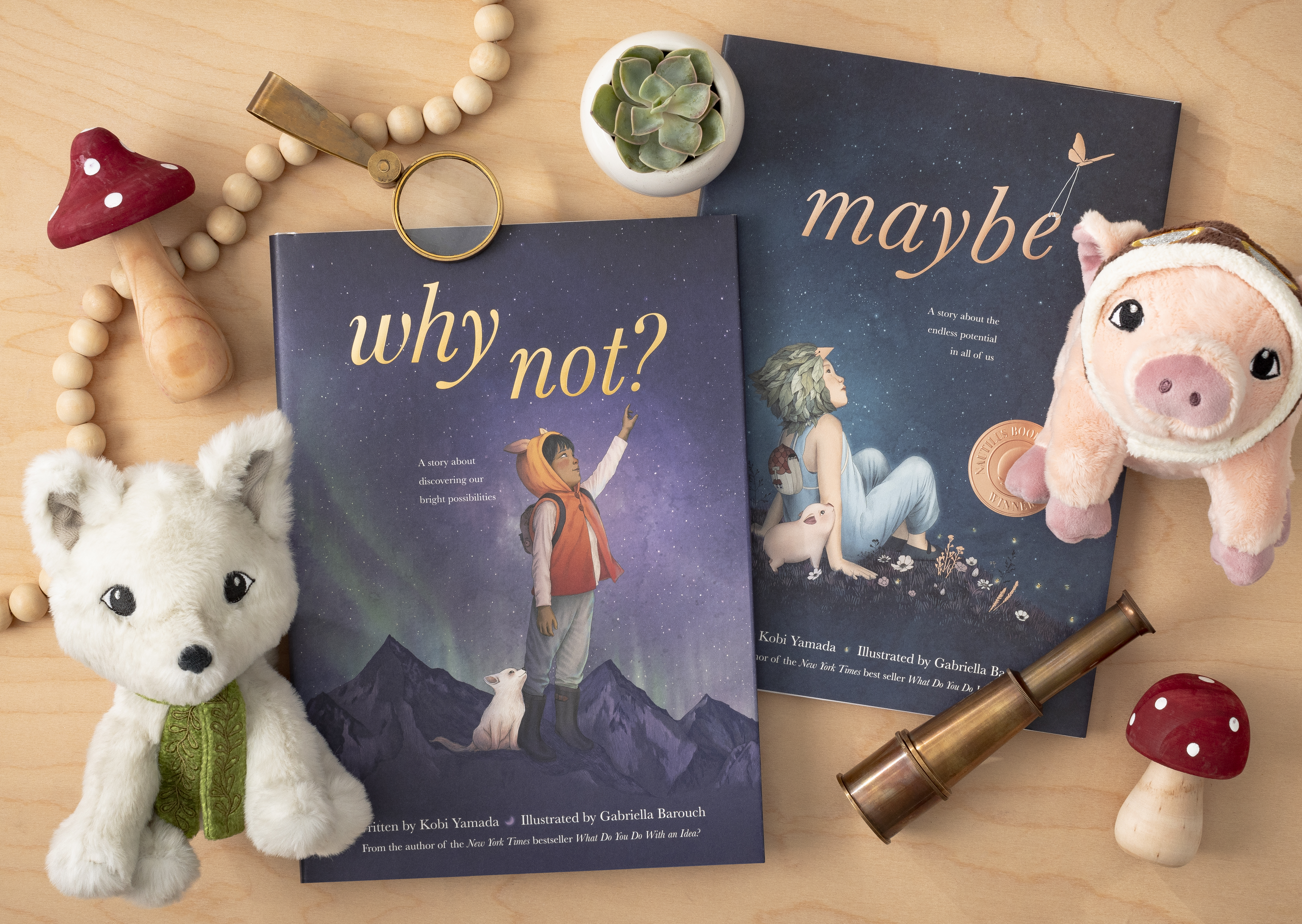 Includes: Why Not, Maybe, Arctic Fox Plush, Flying Pig Plush